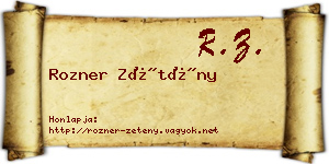 Rozner Zétény névjegykártya
